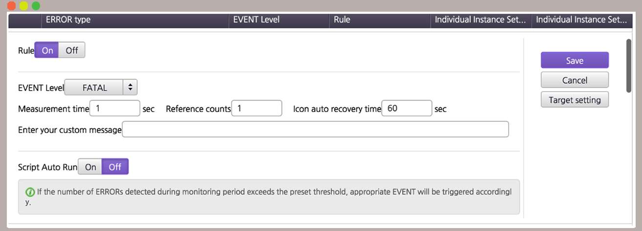 acara metrik tampilan